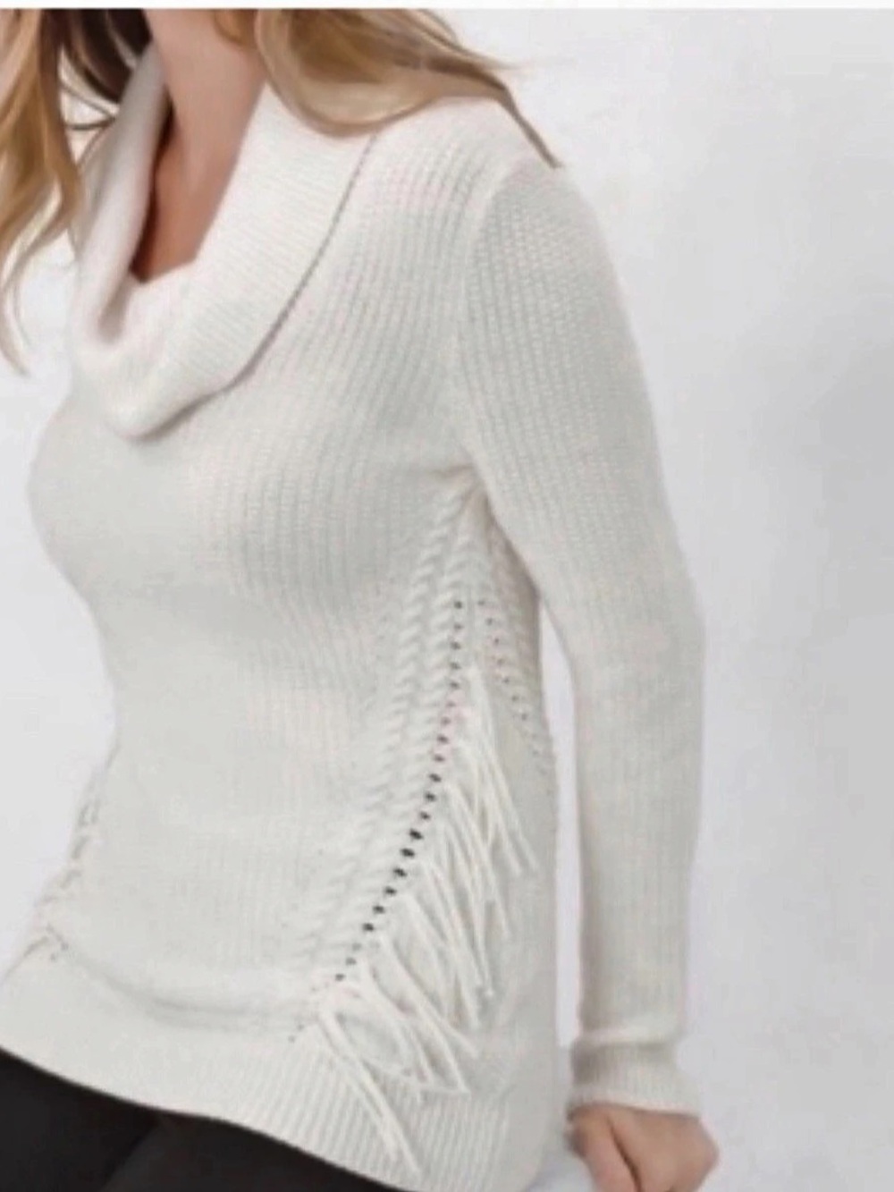 White House Black Market Stitchy Cowl Neck Sweater White Medium. New with tags